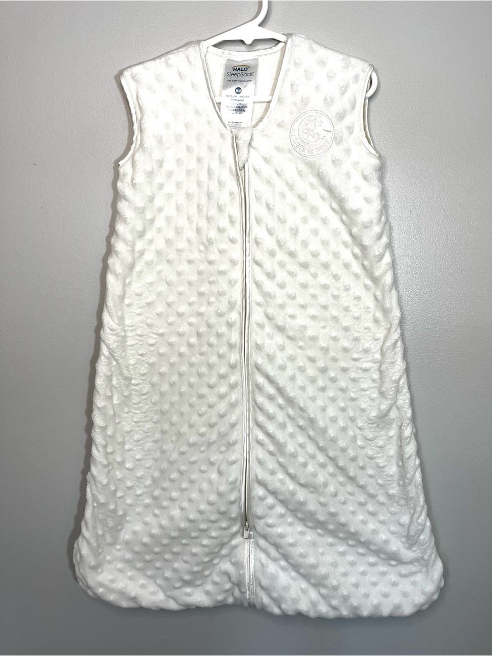 HALO Medium SleepSack Ivory Plush Wearable Blanket 6-12 months